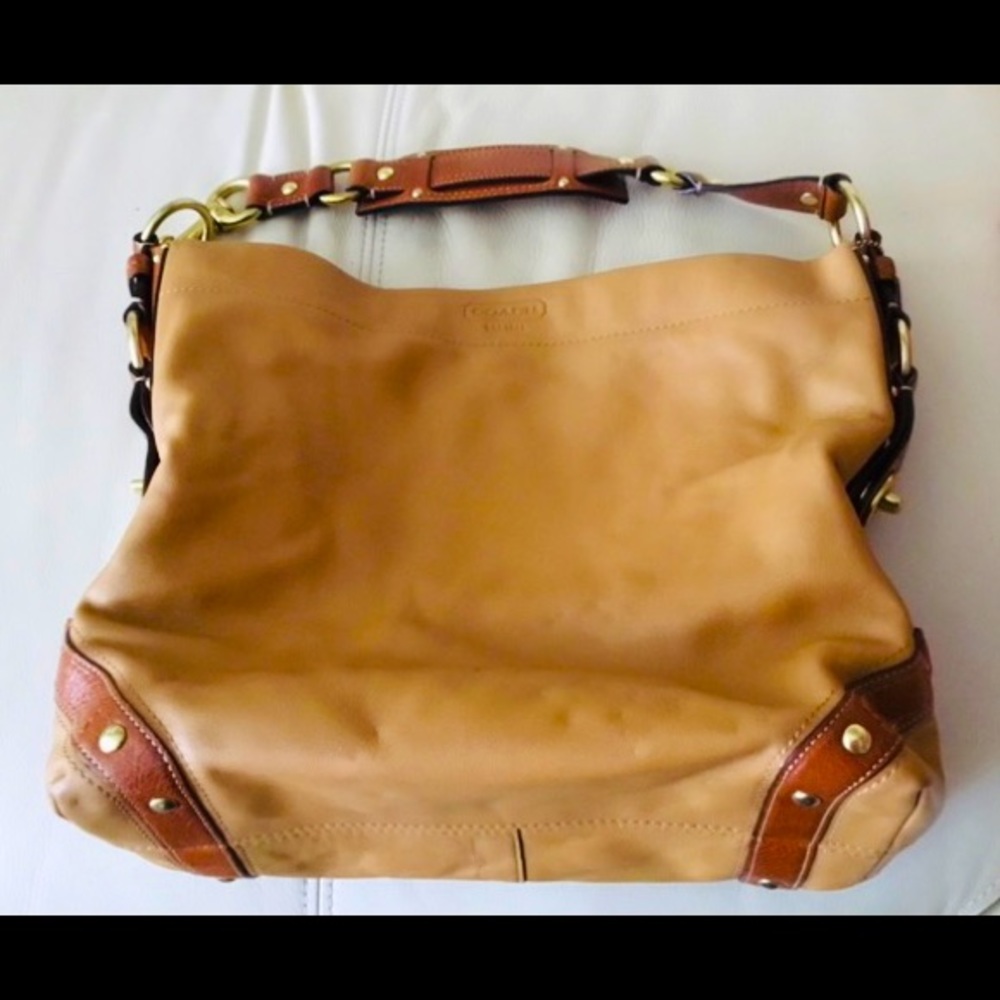 Large Coach Carly satchel leather tote bag